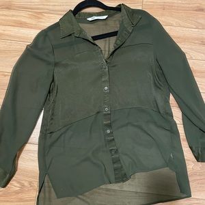 Zara Green seethrough shirt with silk mid part